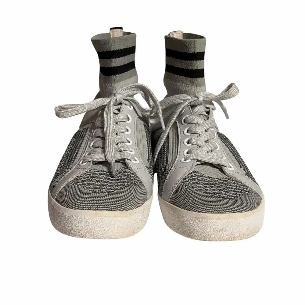 ASH Sock Style Knit High Top Sneakers Gray White Red Star EU 38
